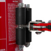 ultrafire extinguisher servicing clamp gripped firmly on a red extinguisher showing clamp details and extinguisher label