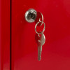 Keys hanging in a lock on a red ultrafire fire safety document box