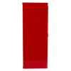 Side view of an ultrafire fire safety document box in red showing its slim rectangular shape and plain surface