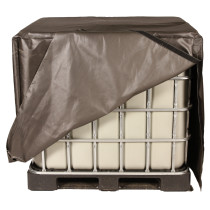 lithco lithium ion pallet cover partially lifted showing white container on pallet