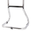 single chrome extinguisher stand showing bottom frame with curved chrome metal tubing and rubber feet