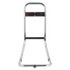 single chrome extinguisher stand shown from the front with smooth curved metal frame and two black horizontal supports