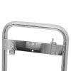 a close up of the J-bracket and CO2 lug bracket fitted to a double chrome fire extinguisher stand 