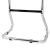 double chrome extinguisher stand showing the bottom frame with a curved rectangular base and black rubber feet