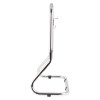 Side view of a double chrome extinguisher stand showing its curved frame and support features