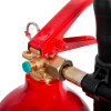 red handle and valve detail of ultrafire 5kg co2 extinguisher against white background