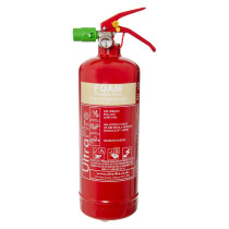 Ufsfff2 Ultrafire Fluorine Free Foam 2L fire extinguisher shown from the front with label and pressure gauge visible
