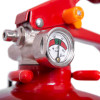 Closeup of the gauge on an ultrafire 2kg powder extinguisher showing pressure levels in bar