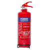 Front view of ultrafire 2kg powder extinguisher with mounting bracket attached