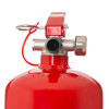 Closeup of the nozzle and metal fittings on the ultrafire 2kg powder extinguisher