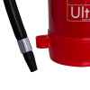 Close-up of the nozzle on an ultrafire 6kg powder extinguisher showing the black tip and part of the red body
