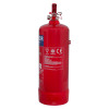 Side view of ultrafire 6kg powder extinguisher showing the red cylinder and label details