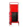 red ultrafire site stand shown with its door open revealing interior storage space