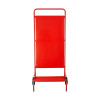 red ultrafire site stand with a rectangular board and two wheels at the base