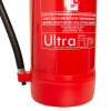 Bottom section of ultrafire water fire extinguisher 9l showing red cylinder and black hose connection