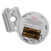 ultrafire battery heat alarm with back plate removed showing two gp alkaline batteries inside