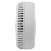 Side view of the ultrafire battery optical smoke alarm showing vents and curved shape