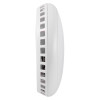Side view of the ultrafire radio interlinked battery optical smoke alarm showing its ventilation slots and curved shape