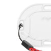 Back plate of sealed 10 year carbon monoxide detector showing the strap closer attached to the plastic surface