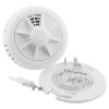 Ultra fire heat alarm with separate white back plate and two screws shown on a white background
