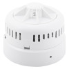 angled view of ultrafire radio interlinked 10yr battery heat alarm showing white round device with vents and sensor