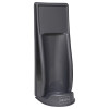 angled view of ultra fire single economy fire extinguisher stand in grey showing its curved holder and base