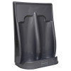angled view of ultrafire economy fire extinguisher stand double in grey showing two compartments and base tray