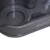 Close-up of the base section of the ultrafire economy fire extinguisher stand double grey showing circular indentations and branding