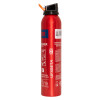 Side view of a red Ultrafire 950g powder extinguisher with visible label and instructions