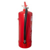 a side view of the water mist fire extinguisher with the hose in the forefront