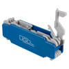 A compact blue and grey mechanical tool with “UGO RESET” printed on the casing, showing several fold‑out grey levers nested inside the blue housing.