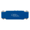 A rectangular blue and grey device labelled “UGO RESET,” with rounded corners and small protrusions indicating attachment points for technical equipment.