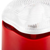 Close up lens of Vxbchlrc Banshee Excel Lite Sounder Beacon led showing clear plastic top and red body