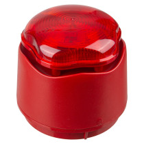 an angled view of a red banshee excel lite capsule horn with beacon