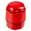 an angled view of a red banshee excel lite capsule horn with red led beacon on a deep base