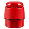 a side view of the red banshee excel lite capsule horn with red led beacon on a deep base