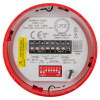 Base of a banshee excel lite capsule horn xenon red beacon showing wiring terminals and configuration switches