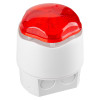 angled view of banshee excel lite capsule horn xenon white beacon showing red translucent top and white base