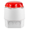 Front view of a banshee excel lite capsule horn xenon white beacon showing its red dome and white base