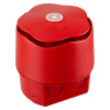 Angled view of the red banshee excel capsule horn deep base showing its rounded top and base vents