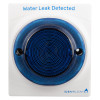 Bright blue LED indication on Identileak mini panel beacon with Water Leak Detected text