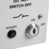 Closeup of Vxmviw Mains Voltage Safety Isolator white switch with key lock and power indicator light