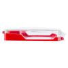 Side view of smart+guard call point cover in red flush mounted design showing its slim profile and clear top