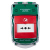 smart+guard call point cover green flush mounted showing front with call point behind clear protective cover