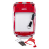 smart+guard call point cover red flush mounted with sounder shown with screws and a pull tab on a white background