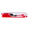 Side view of a smart+guard call point cover red flush mounted with sounder showing its red base and clear top casing
