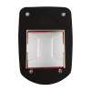 Back view of sigma smart+guard waterproof call point cover flush mounted red without sounder showing black frame and clear centre panel