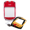 smart+guard call point cover red flush mounted waterproof with mounting screws and gasket shown on white background