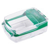 angled view of smart+guard call point cover green surface mounted showing clear protective casing and green base
