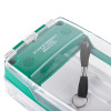 Closeup of smart+guard call point cover green surface mounted with sounder showing clear protective case and pull ring